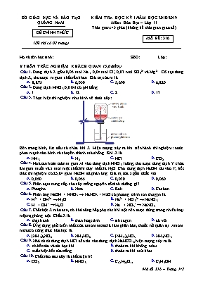 Đề kiểm tra học kỳ I môn Hóa học Lớp 11 - Mã đề 316 - Năm học 2018-2019 - Sở giáo dục và đào tạo Quảng Nam